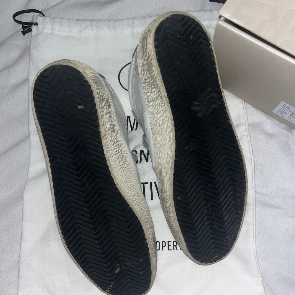 Golden Goose Mid Star in white leather with blue star and dove gray inserts! - Picture 8 of 9